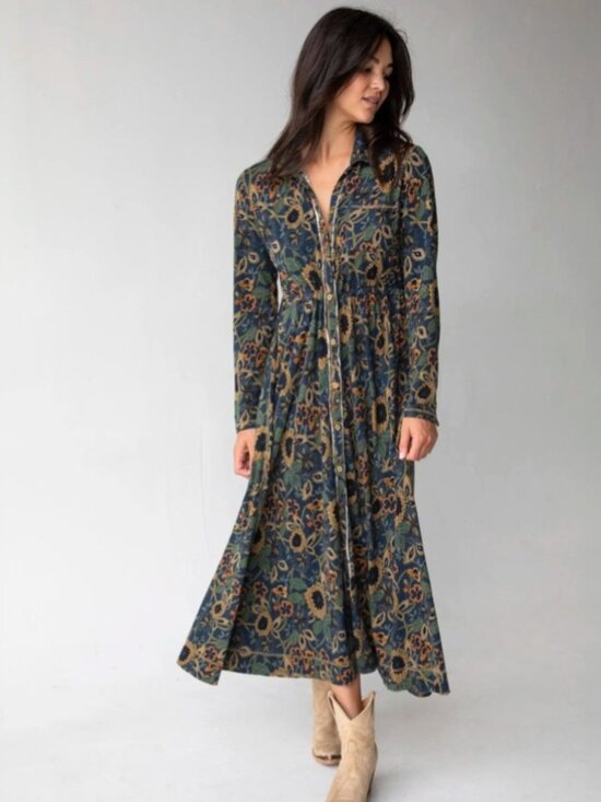NATURAL LIFE Dresses & Skirts - S 🌻👗 Natura Life Christa Cotton floral button down BOHO Cottagecore Maxi Dress